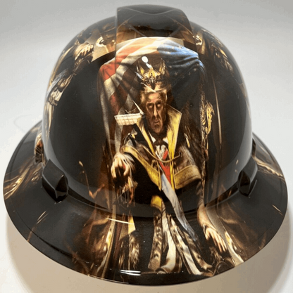 Bad ass hardhat with  hydro dipped Trump inspired design