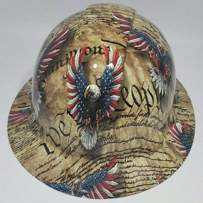Bad ass hardhat with  hydro dipped flag design 