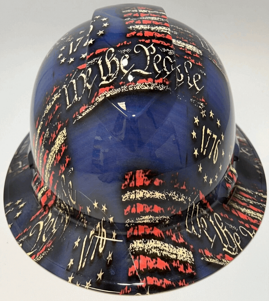 Bad ass hardhat with  hydro dipped flag design 