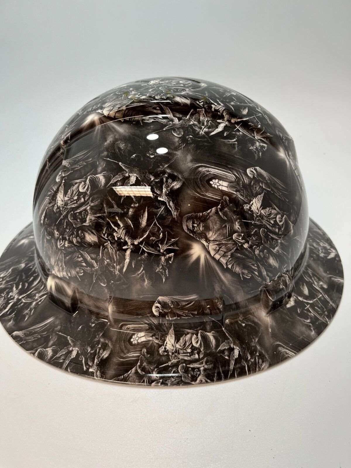 Badass hard hat with a Hydro dipped spiritual design