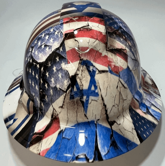 Bad ass hardhat with  hydro dipped flag design 