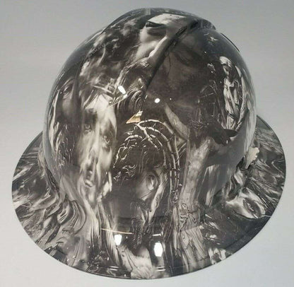 Badass hard hat with a Hydro dipped spiritual design