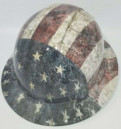 Bad ass hardhat with  hydro dipped flag design 