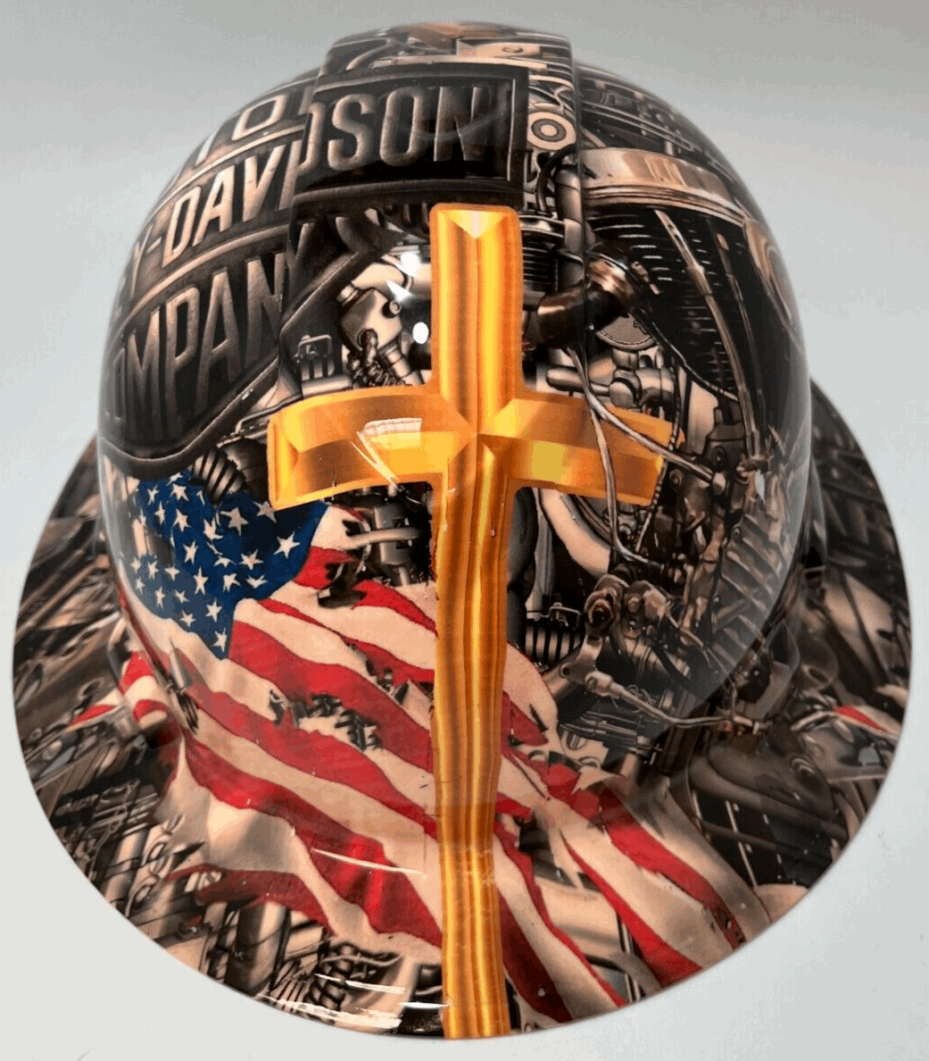 ANSI Type 1 Full Brim Hard Hat Custom Hydro Dipped HARLEY DAVIDSON