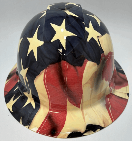 Bad ass hardhat with  hydro dipped flag design 