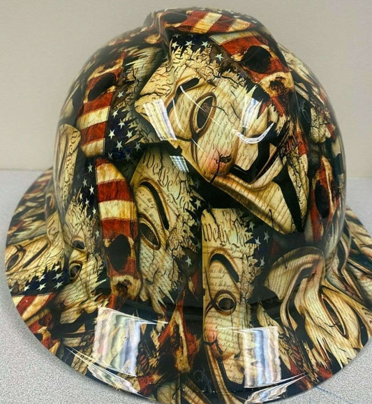 Bad ass hardhat with  hydro dipped flag design 