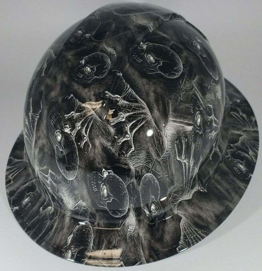 Bad ass hardhat with  hydro dipped horror  design