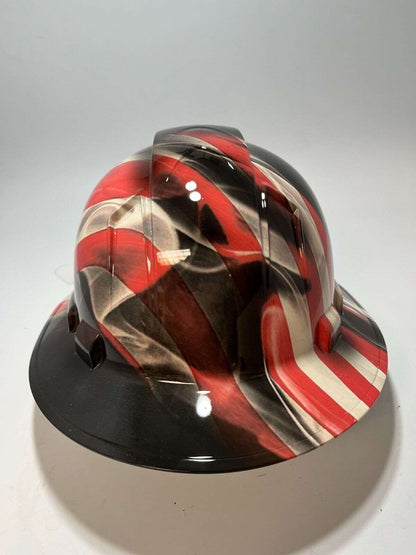 Bad ass hardhat with  hydro dipped flag design 