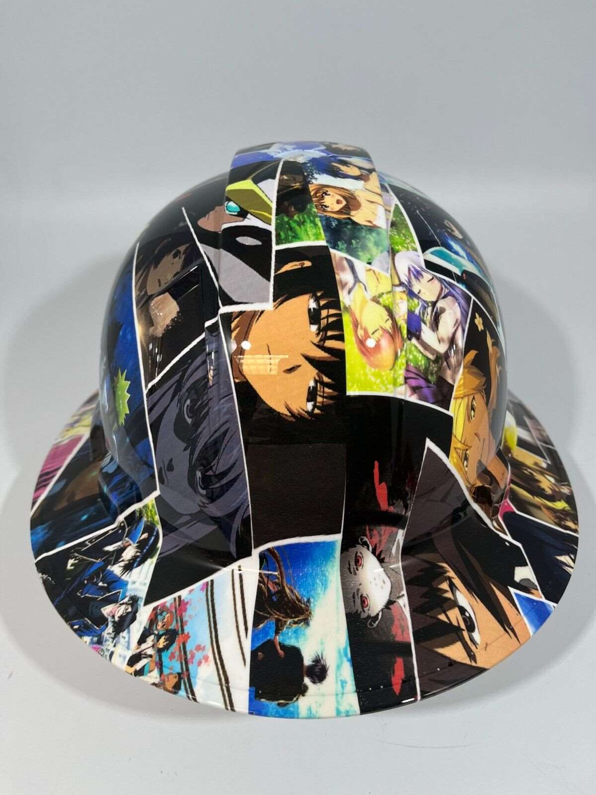 New Full Brim Hard Hat Custom Hydro Dipped ANIME CROSSOVER STICKER BOMB