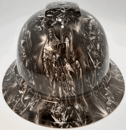 Badass hard hat with a Hydro dipped spiritual design