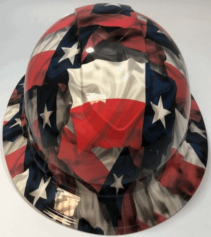 Bad ass hardhat with  hydro dipped flag design 