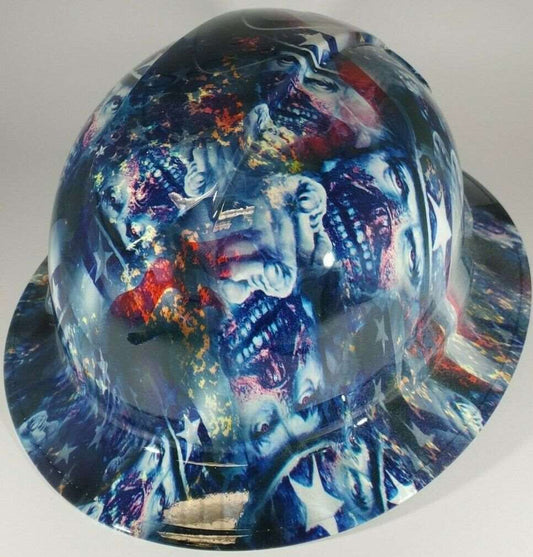 Bad ass hardhat with  hydro dipped flag design 