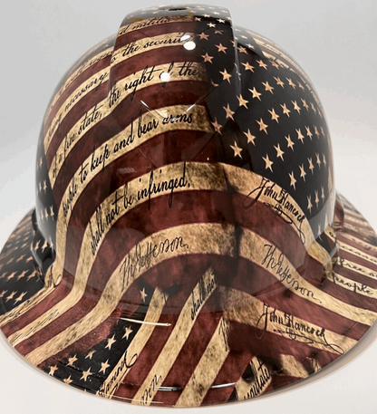 Bad ass hardhat with  hydro dipped flag design 