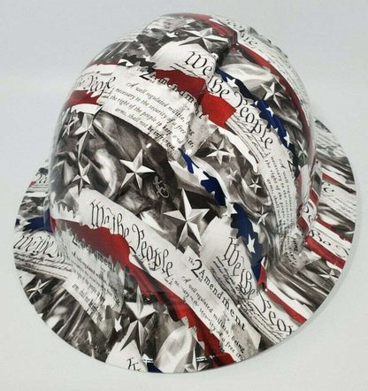 Bad ass hardhat with  hydro dipped flag design 