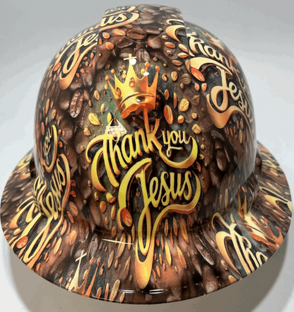 Badass hard hat with a Hydro dipped spiritual design