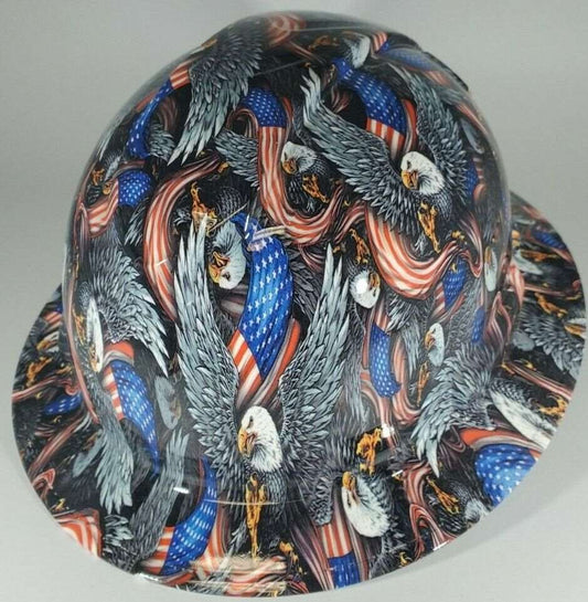 Bad ass hardhat with  hydro dipped flag design 