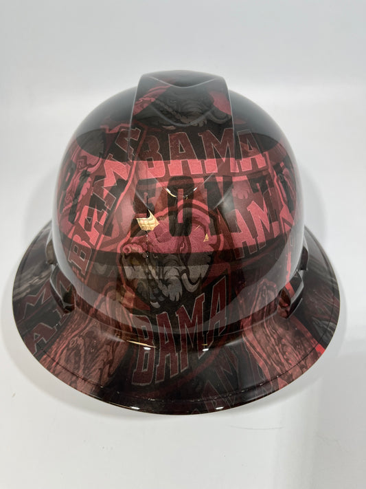 Full Brim Hard Hat Hydro Dipped ALABAMA CRIMSON TIDE BAMA ABSTRACT