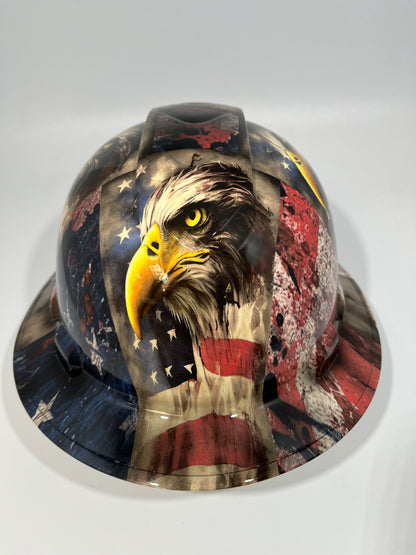 Full Brim Hard Hat Hydro Dipped American Flag Intense Eagle