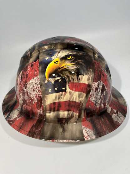 Full Brim Hard Hat Hydro Dipped American Flag Intense Eagle
