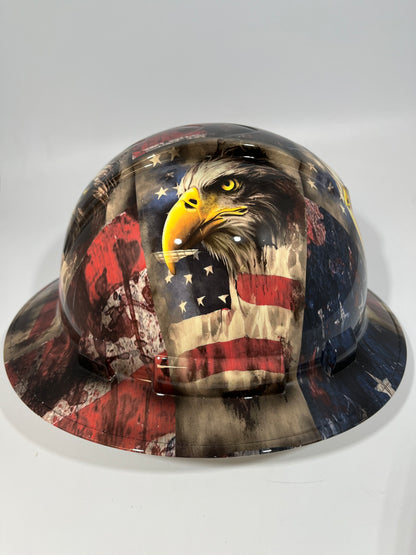Full Brim Hard Hat Hydro Dipped American Flag Intense Eagle