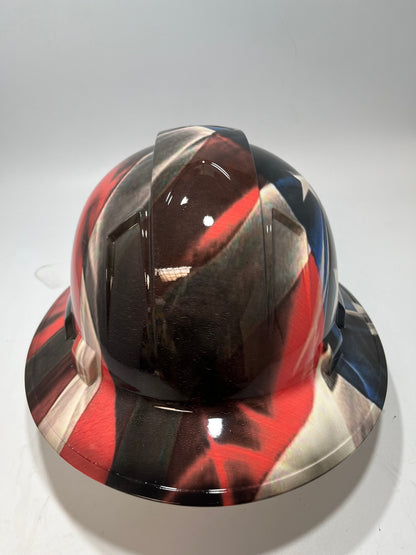 Bad ass hardhat with  hydro dipped flag design 