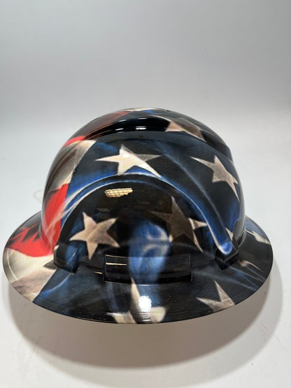 Bad ass hardhat with  hydro dipped flag design 