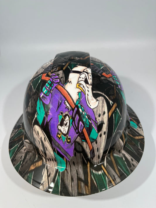 Full Brim Hard Hat Hydro Dipped ANAHEIM MIGHTY DUCKS