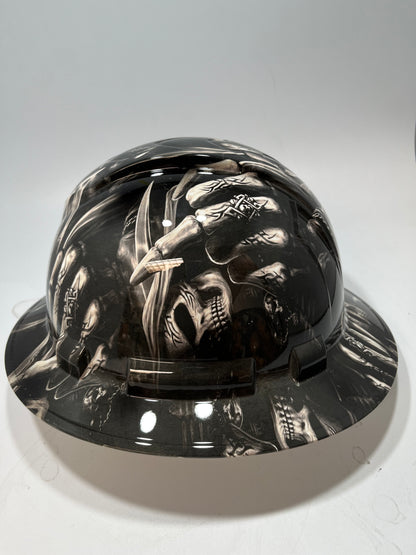 Full Brim Hard Hat Hydro Dipped BAD ASS REAPER