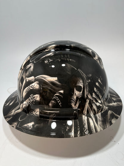 Full Brim Hard Hat Hydro Dipped BAD ASS REAPER