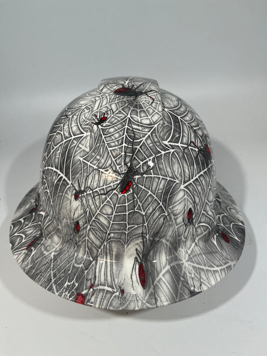 Full Brim Hard Hat Custom Hydro Dipped Black Widow Spider
