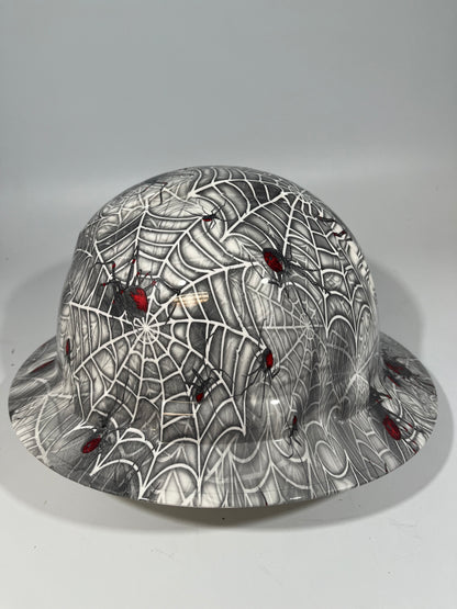Full Brim Hard Hat Custom Hydro Dipped Black Widow Spider