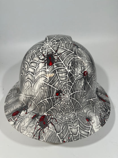 Full Brim Hard Hat Custom Hydro Dipped Black Widow Spider