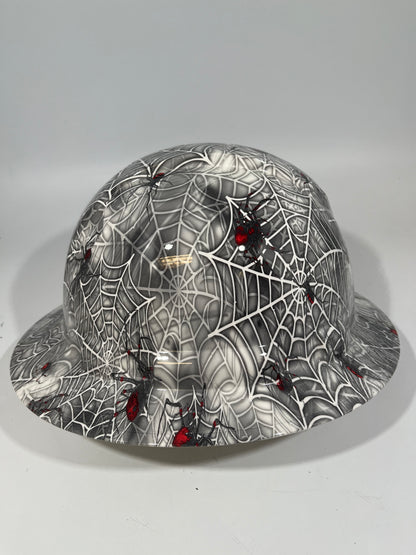 Full Brim Hard Hat Custom Hydro Dipped Black Widow Spider