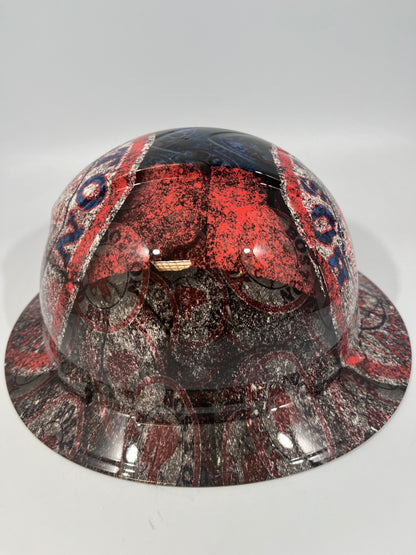 Full Brim Hard Hat Custom Hydro Dipped BOSTON RED SOX