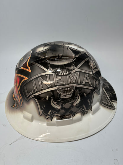 Full Brim Hard Hat Hydro Dipped BAD ASS LINEMAN