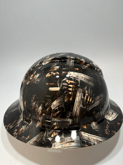 Full Brim Hard Hat Hydro Dipped BAD ASS
