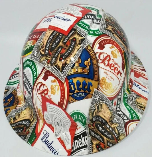 Full Brim Hard Hat Hydro Dipped Beer Sticker Bomb