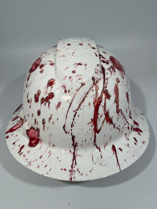 Full Brim Hard Hat Hydro Dipped CRIME SCENE BLOOD SPLATTER 2