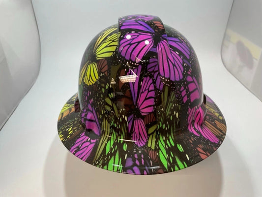 Full Brim Hard Hat Hydro Dipped Butterflies 3