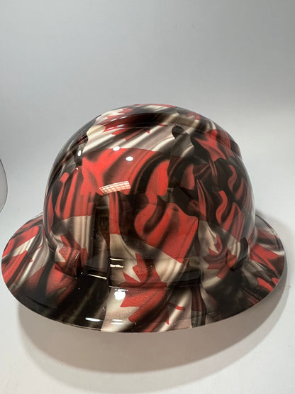 Full Brim Hard Hat Hydro Dipped CANADIAN FLAG