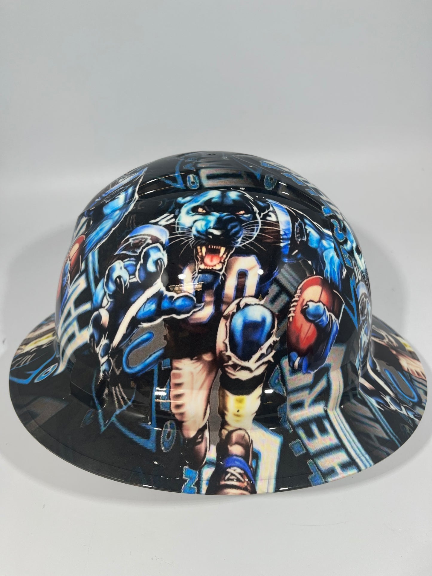 Full Brim Hard Hat Hydro Dipped CAROLINA PANTHERS