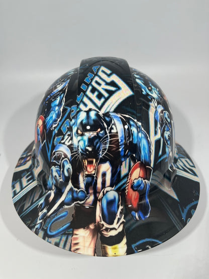 Full Brim Hard Hat Hydro Dipped CAROLINA PANTHERS