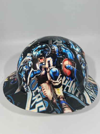 Full Brim Hard Hat Hydro Dipped CAROLINA PANTHERS
