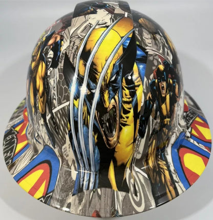 Full Brim Hard Hat Custom Hydro Dipped Comic Book X-MEN