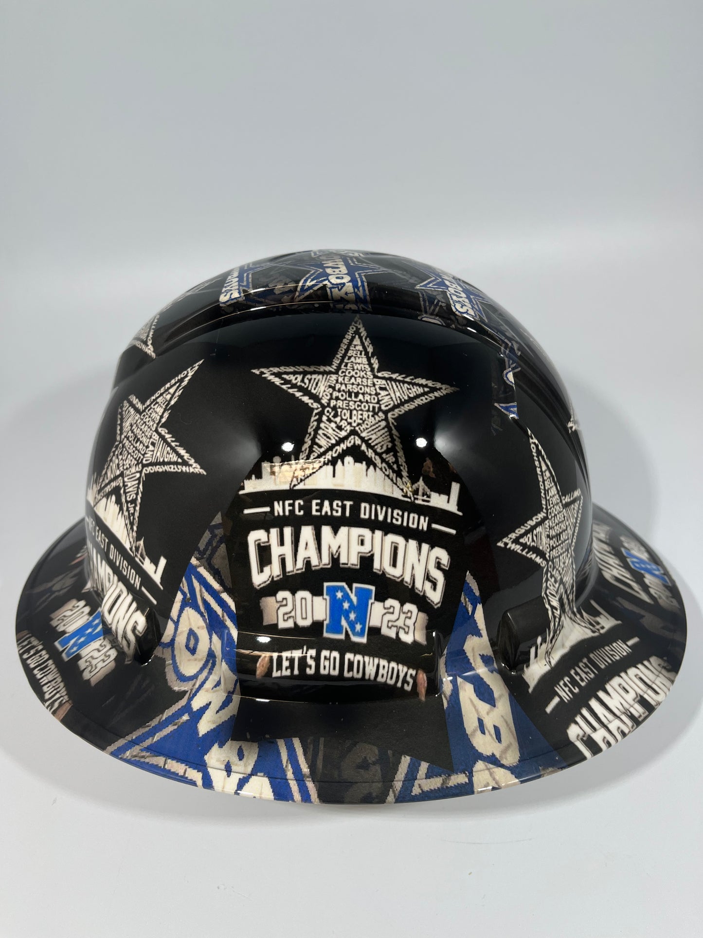 Full Brim Hard Hat Custom Hydro Dipped DALLAS COWBOYS NFC EAST CHAMPIONS