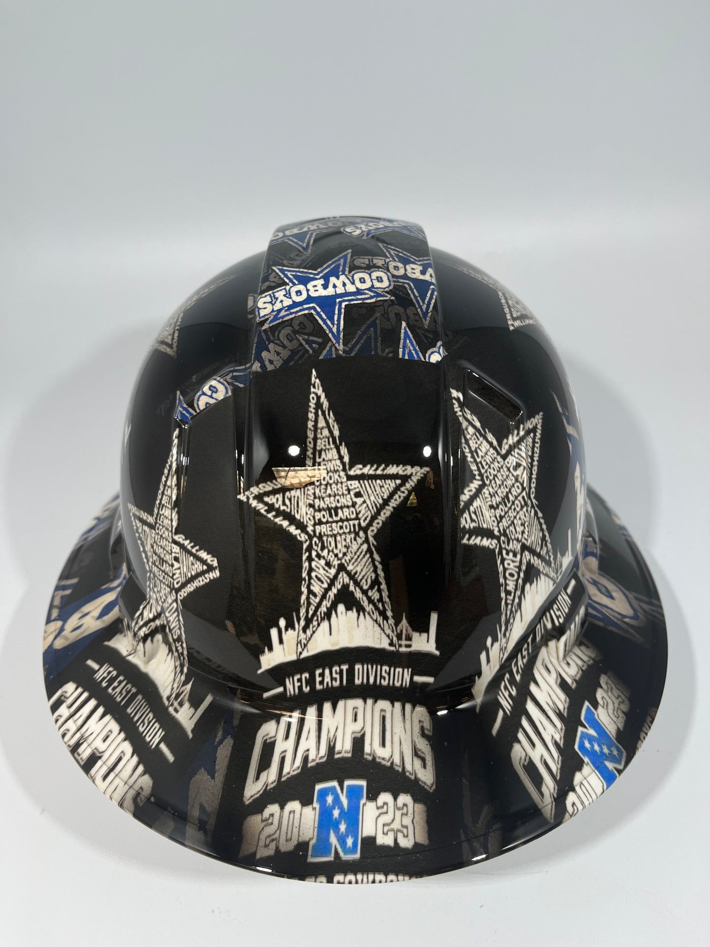 Full Brim Hard Hat Custom Hydro Dipped DALLAS COWBOYS NFC EAST CHAMPIONS