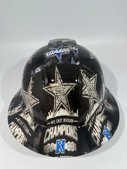 Full Brim Hard Hat Custom Hydro Dipped DALLAS COWBOYS NFC EAST CHAMPIONS