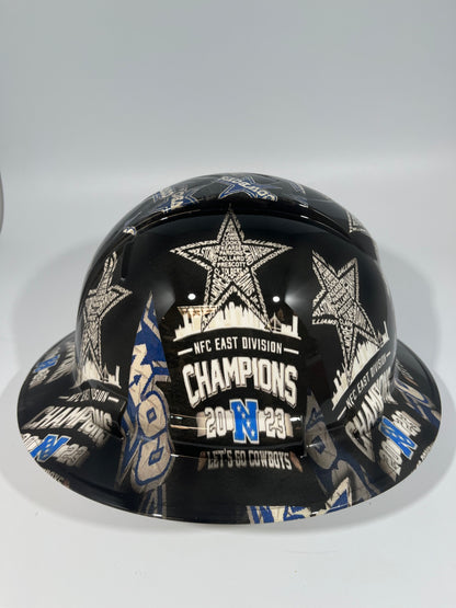 Full Brim Hard Hat Custom Hydro Dipped DALLAS COWBOYS NFC EAST CHAMPIONS