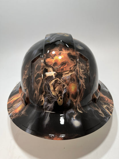Full Brim Hard Hat Hydro Dipped DEATH METAL SKELETONS