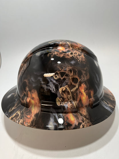 Full Brim Hard Hat Hydro Dipped DEATH METAL SKELETONS